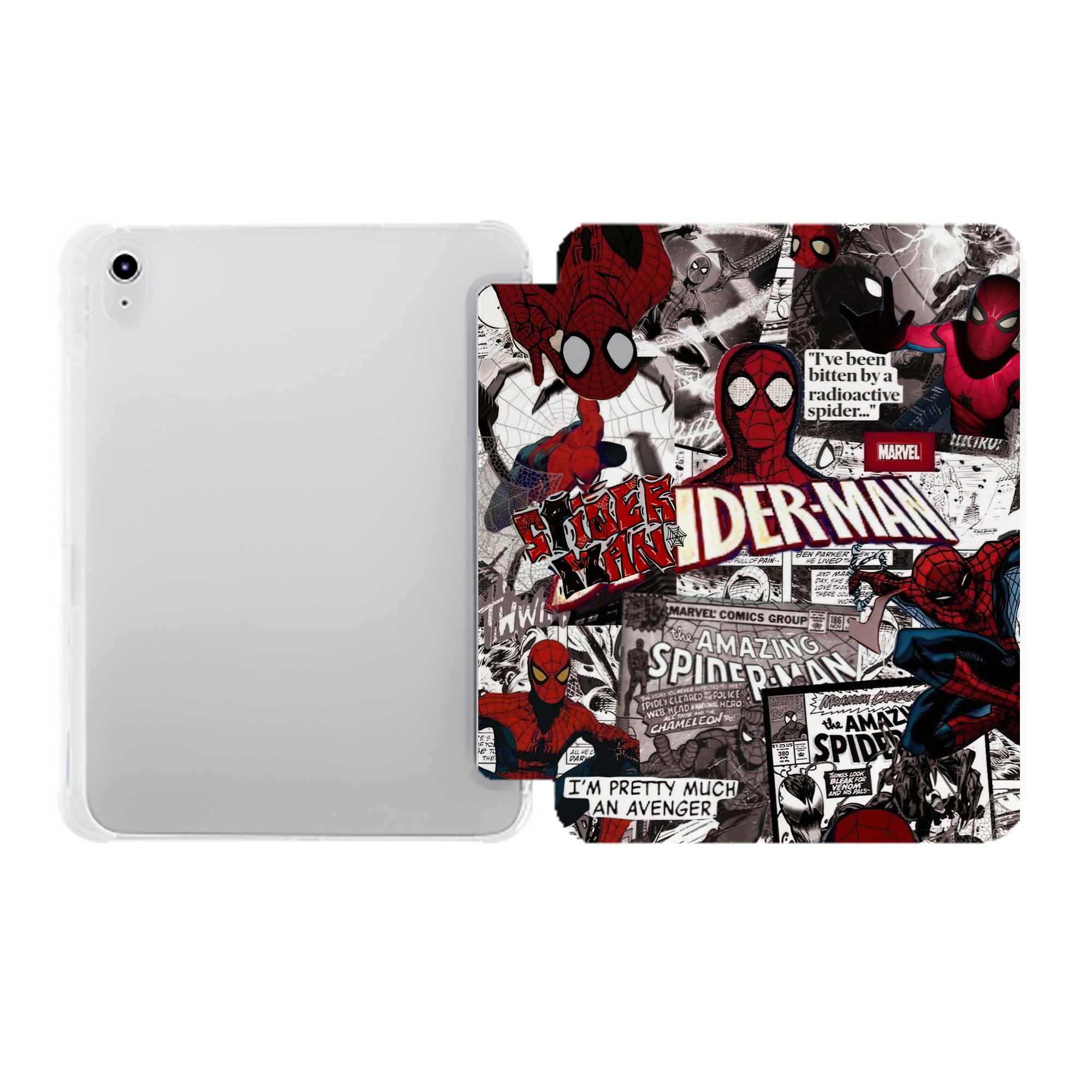 （画像用） Spider Man スパイダーマン IPad ケース ペン収納付き 三つ折りスタンド PUレザー×シリコン 対応機種9.5/10.5/10.9インチ